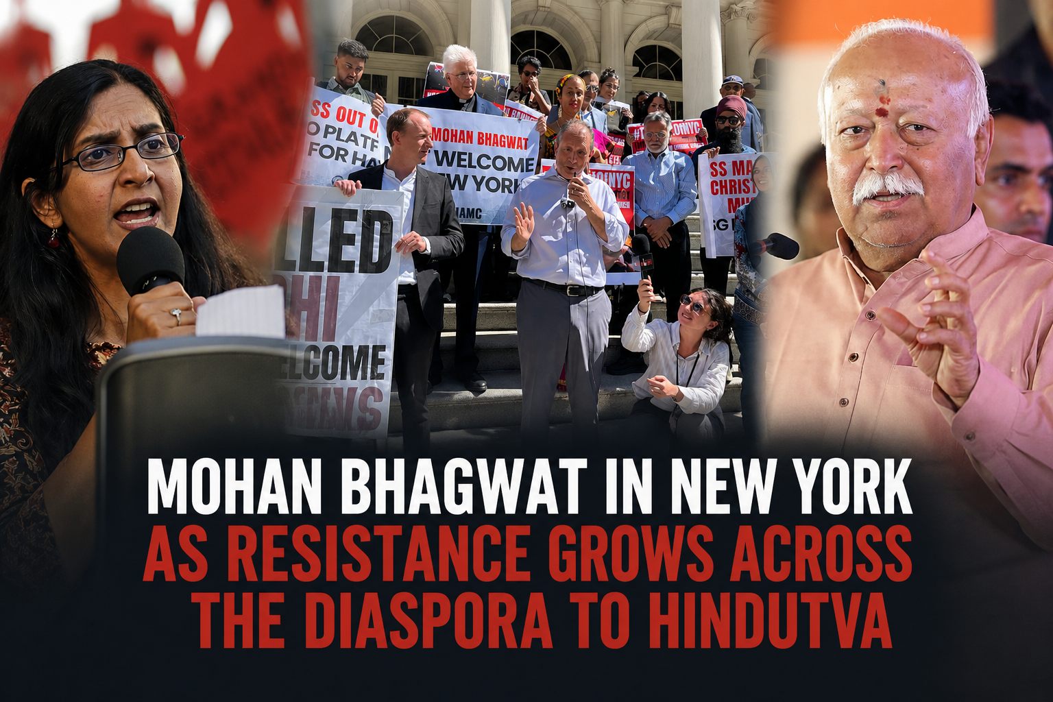 Mohan Bhagwat in New York as Resistance Grows Across the Diaspora to Hindutva
